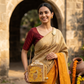 Golden Charm Peacock Lippan Art  Medium Potli Sling