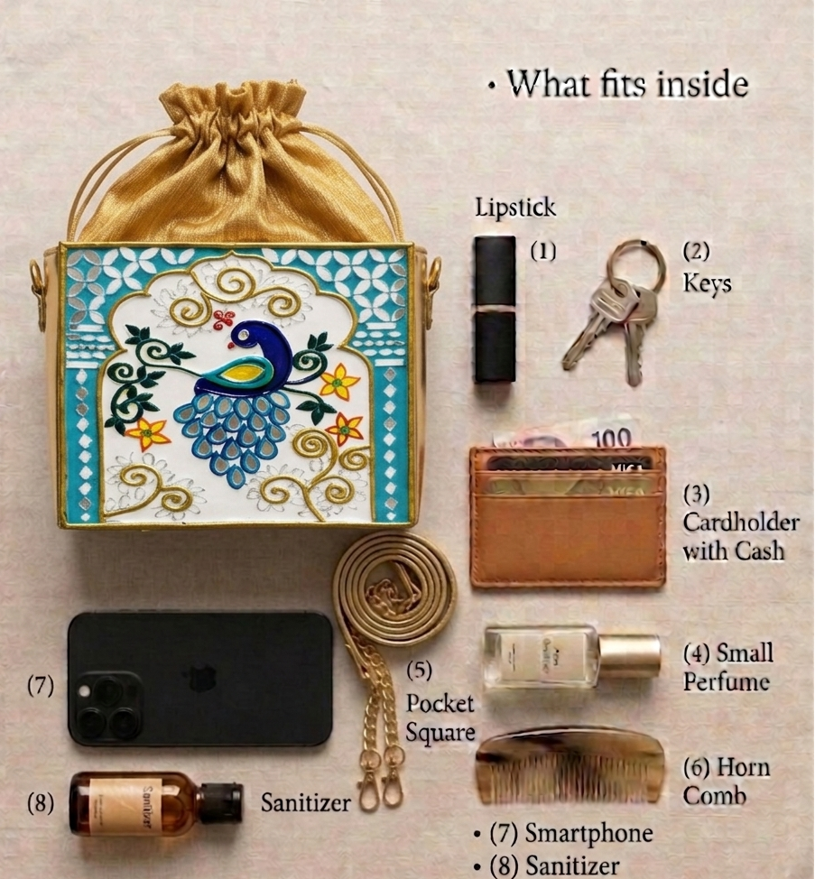 Royal Peacock  Lippan Art Regular Potli Sling
