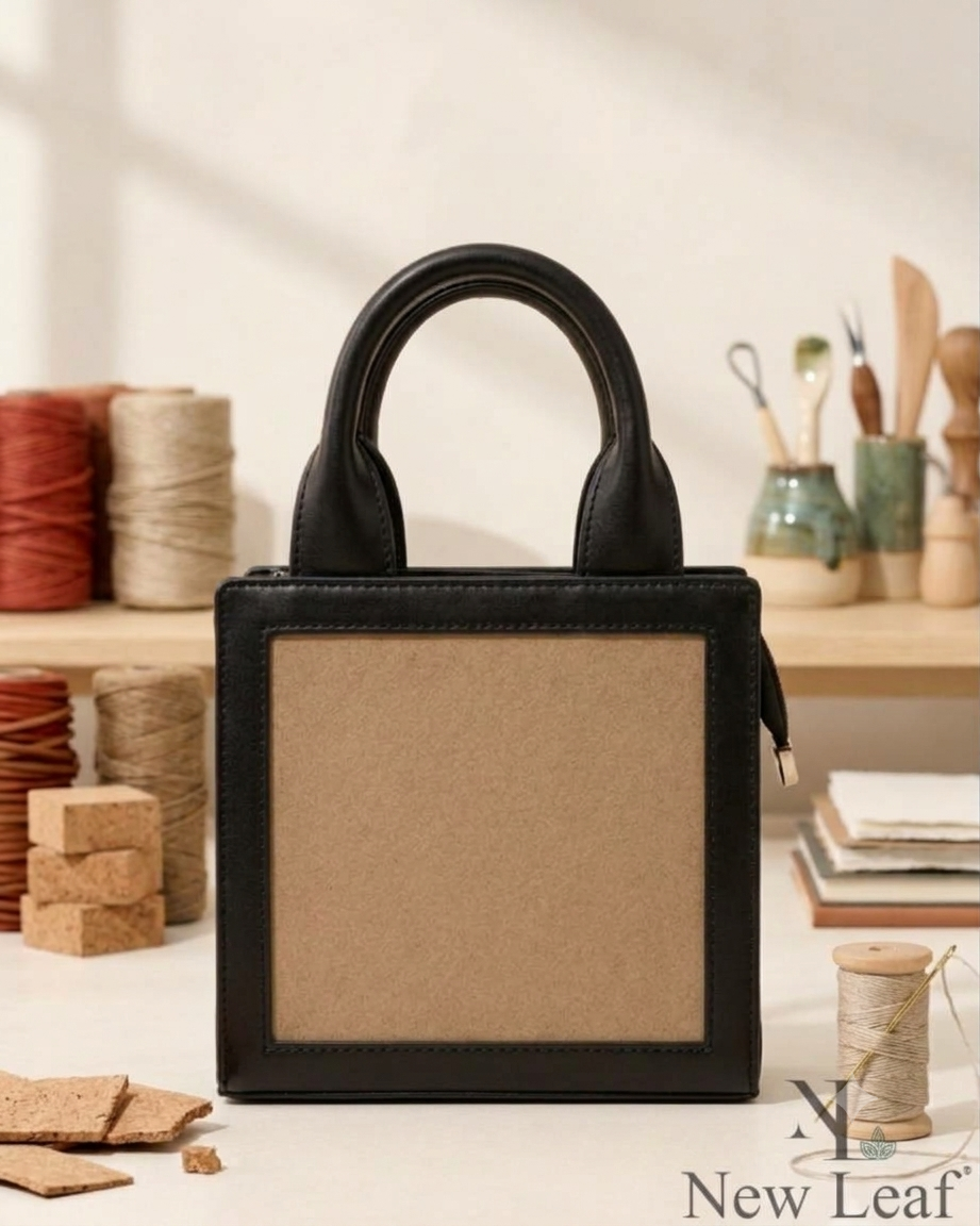 New Leaf Black Handbag / Sling – Plain Handcrafted Bag