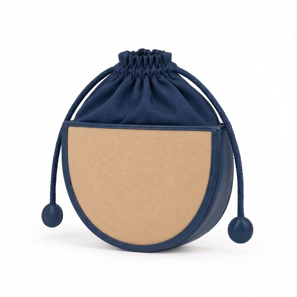 New Leaf Navy Blue Semi-Circle Potli Sling – Plain Handcrafted Bag