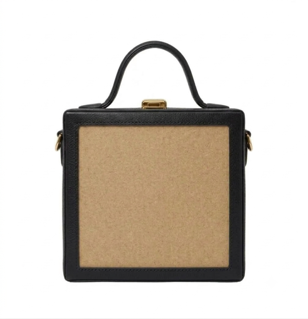 New Leaf Black Square Box Bag Sling – Plain Handcrafted Bag
