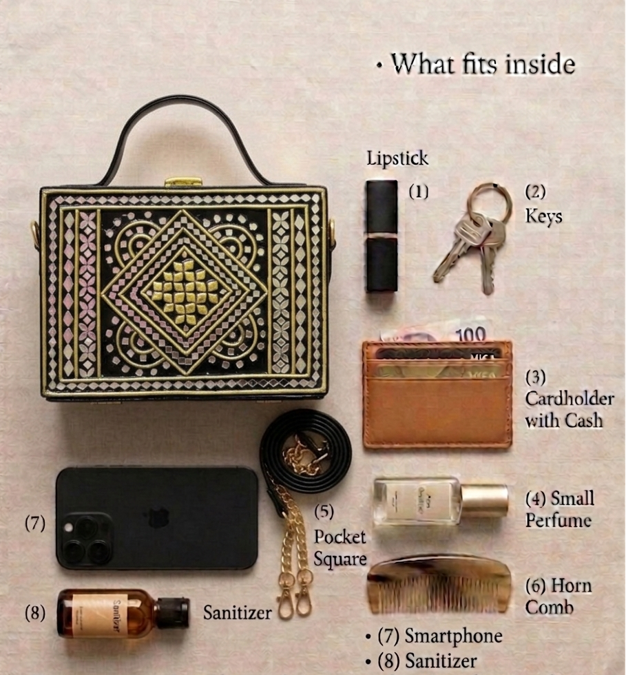 Gold Lippan Art Handcrafted Box Bag