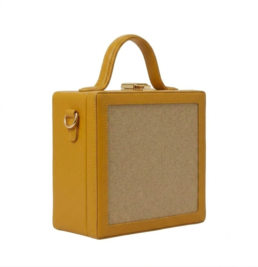 New Leaf Yellow Square Box Bag Sling – Plain Handcrafted Bag