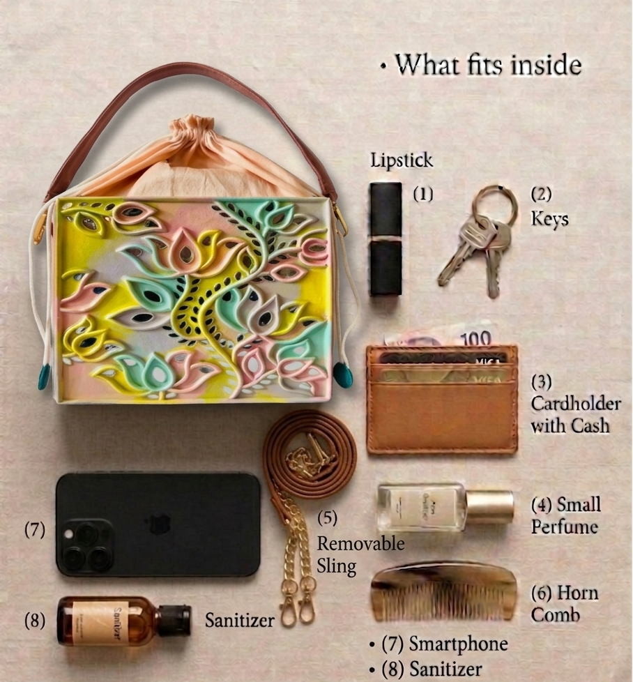 Lotus Reverie Lippan Art Medium Potli Sling Bag