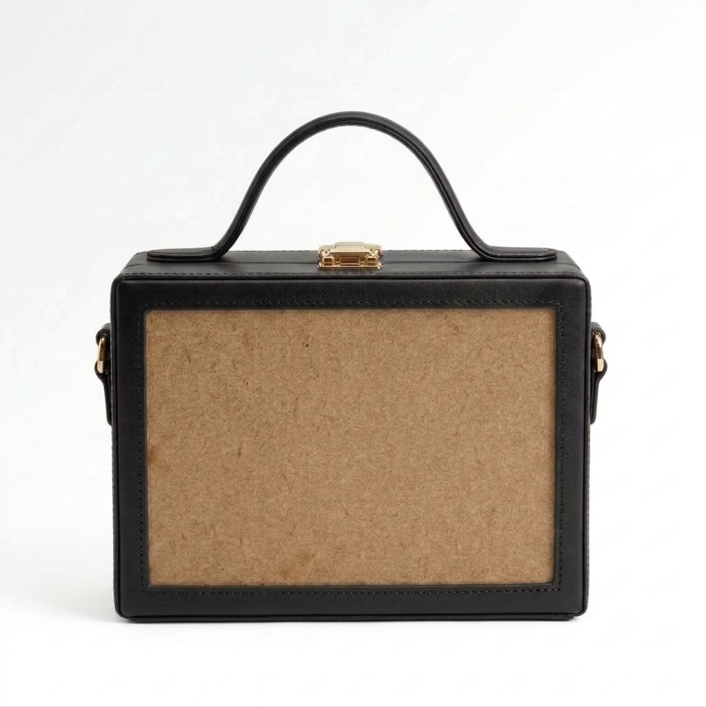 New Leaf Black Rectangle Box Sling – Plain Handcrafted Bag