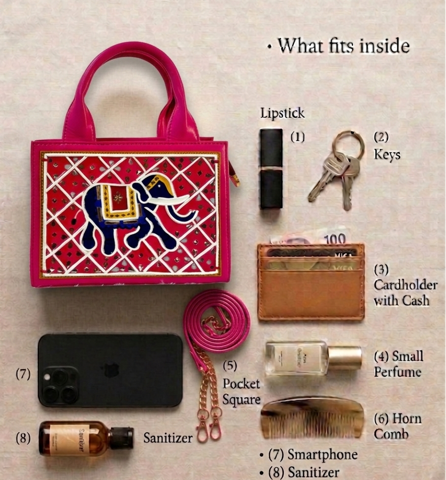 Elephant Handcrafted Lippan Art Handbag/ Sling