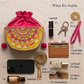 Pink Festive Charm Semi Circle Lippan Art Handcrafted Potli Bag with Sling