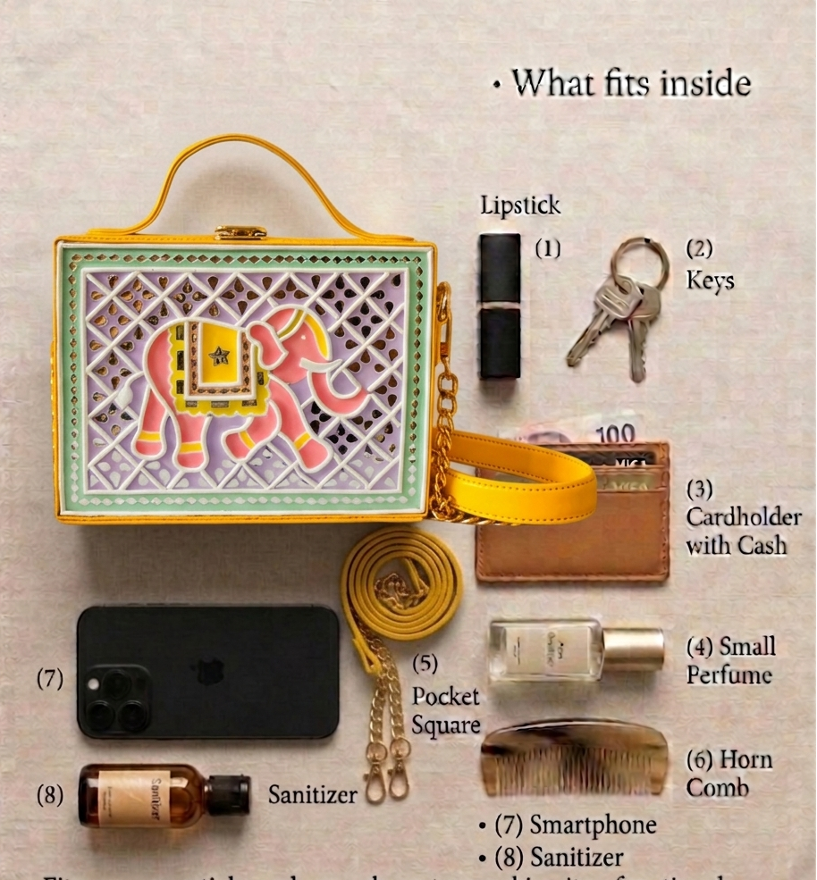 Pastel Elephant Box Lippan Art Handcrafted Sling