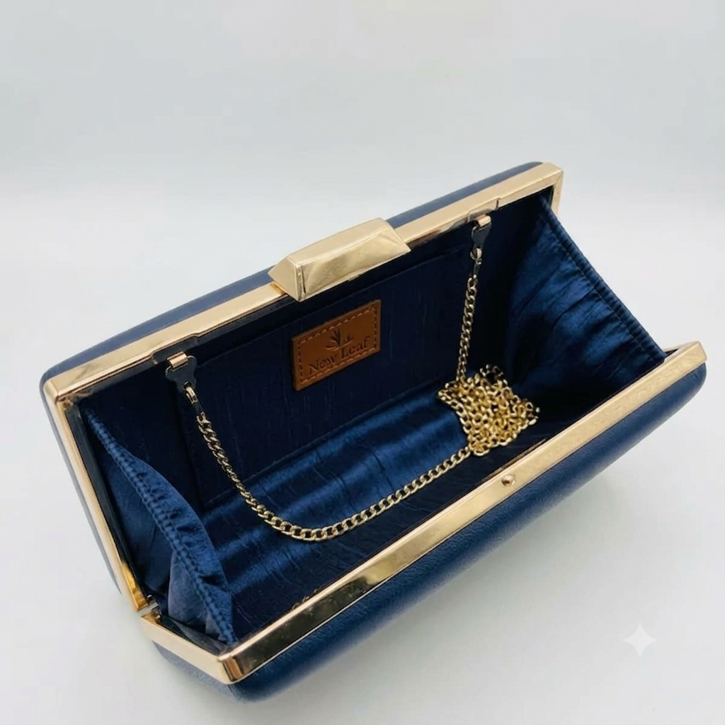 Navy Blue Rectangle Clutch Sling – Plain Handcrafted Bag