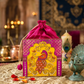 Pink Golden Charm Peacock Lippan Art  Medium Potli Sling
