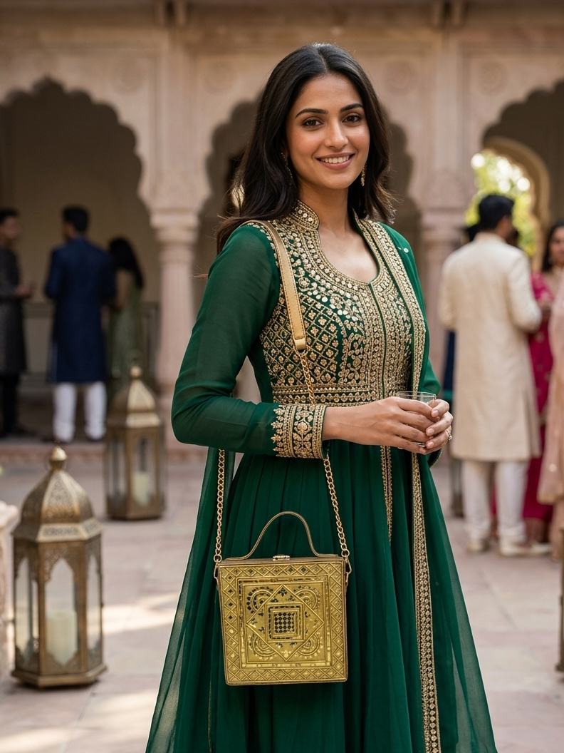 Maharani Square Lippan Art Handcrafted Box Bag
