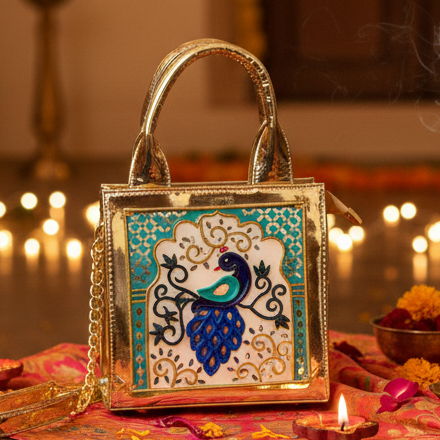 Peacock Handcrafted Lippan Art Handbag / Sling