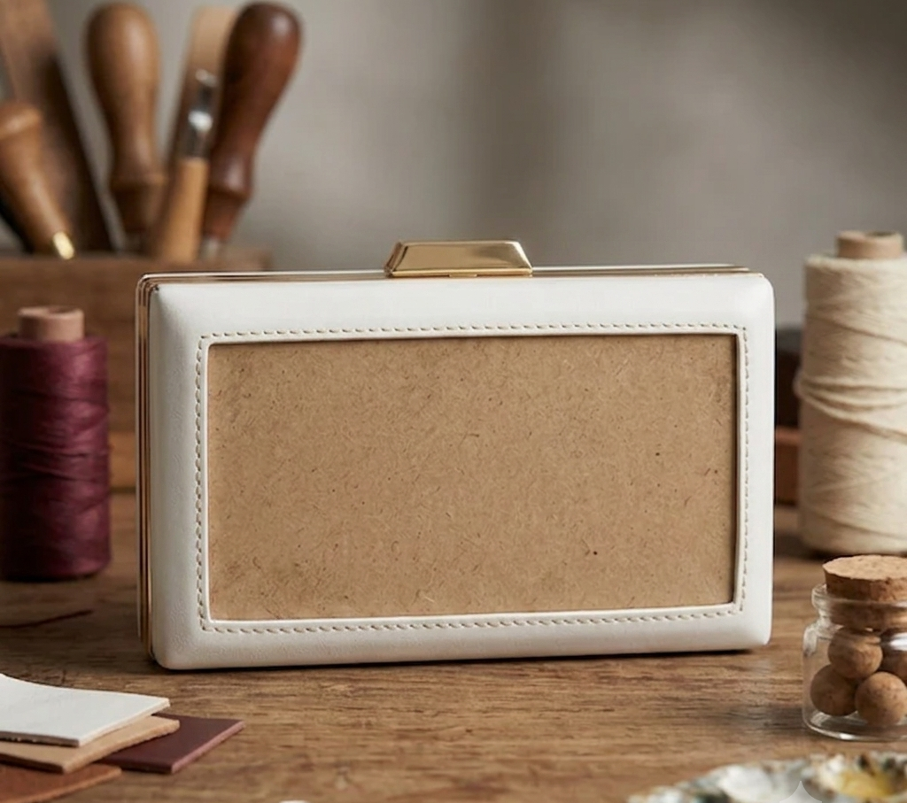 White Rectangle Clutch Sling – Plain Handcrafted Bag
