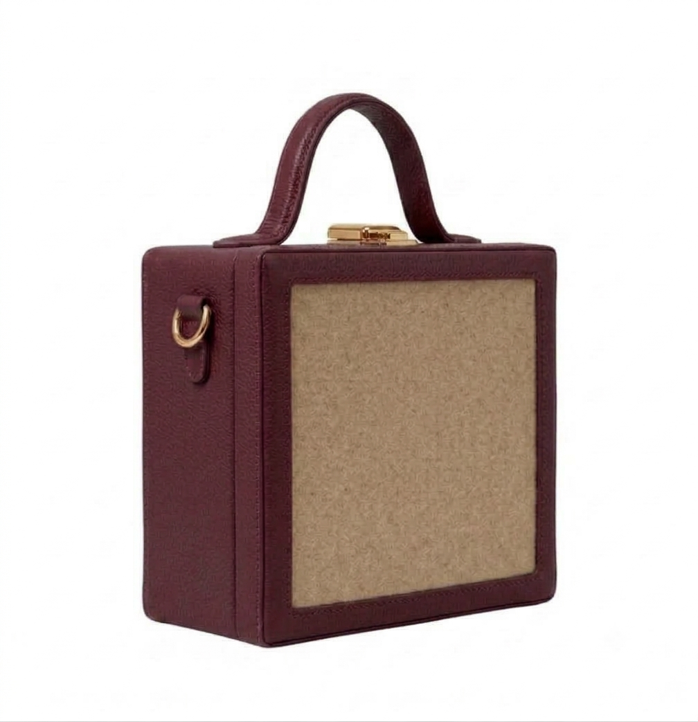 New Leaf Maroon Square Box Bag Sling – Plain Handcrafted Bag