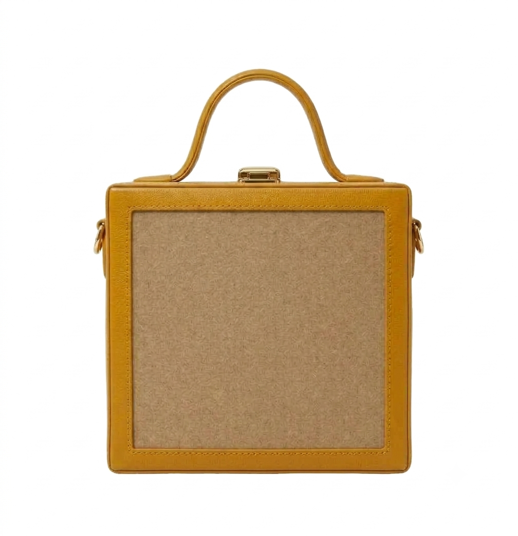 New Leaf Yellow Square Box Bag Sling – Plain Handcrafted Bag