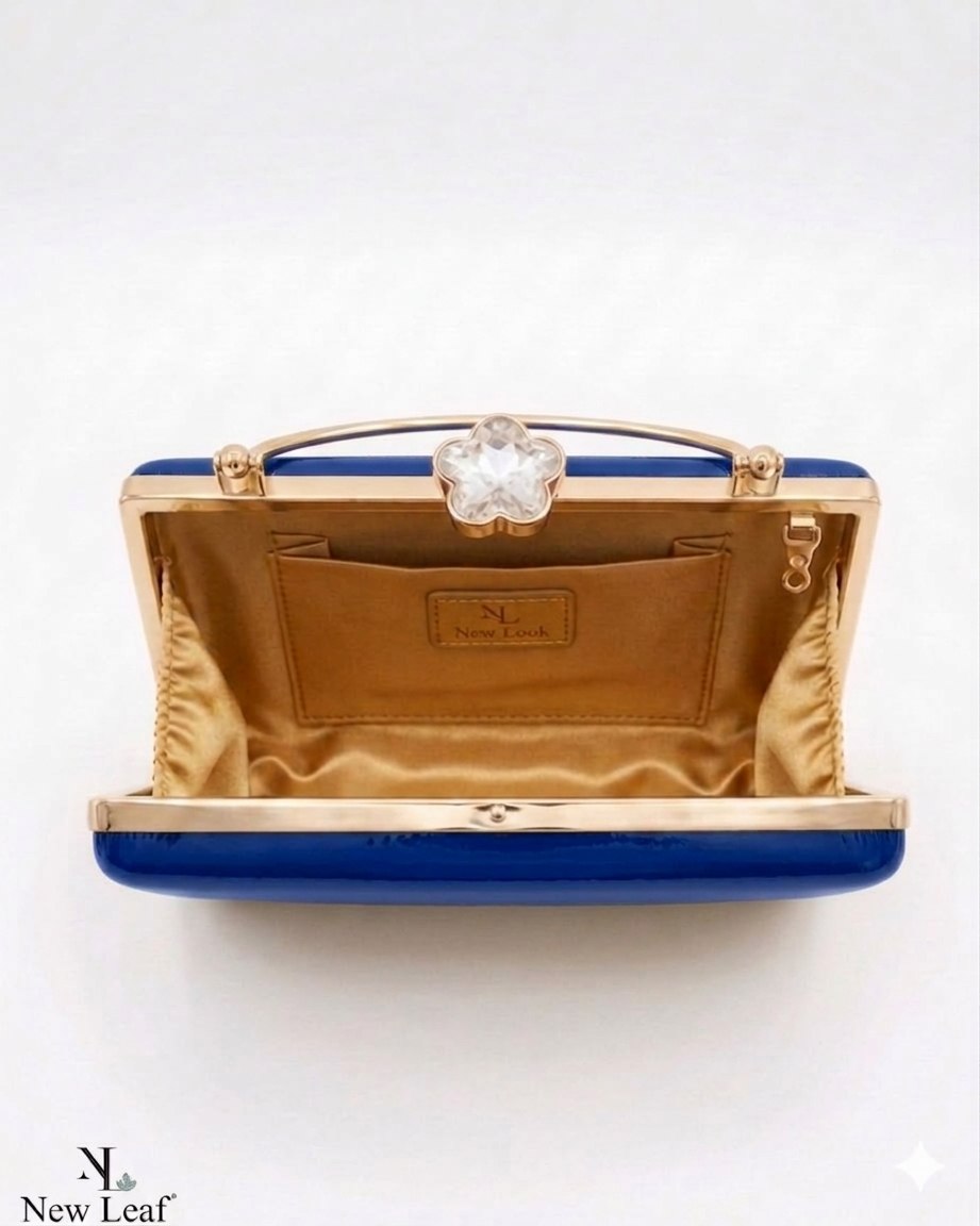 Blue Trapezium Clutch Sling – Plain Handcrafted Bag