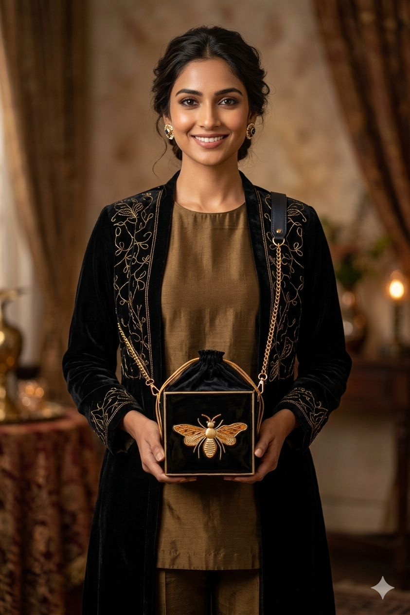 Butterfly Lippan Art  Medium Potli Sling