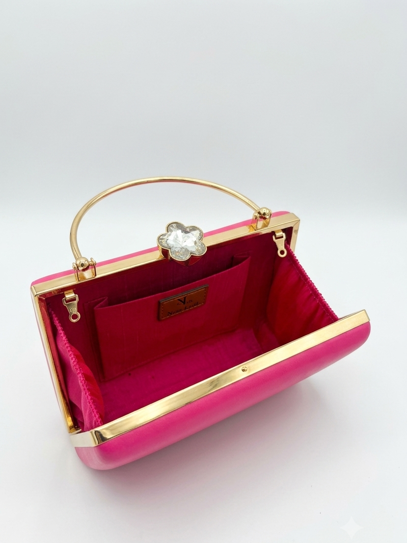 Pink Trapezium Clutch Sling – Plain Handcrafted Bag