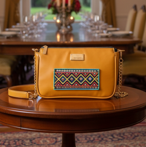 Boho Soul Lippan Art Handcrafted Baguette Bag/Sling