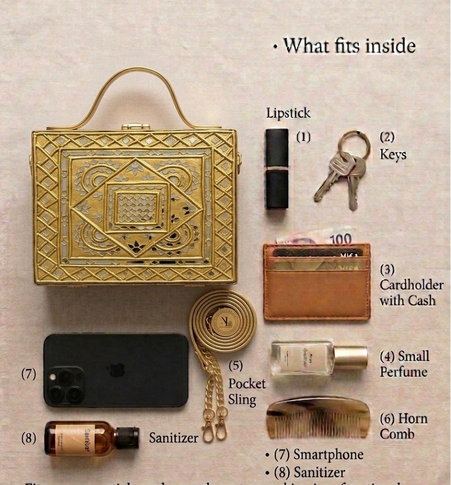 Maharani Square Lippan Art Handcrafted Box Bag