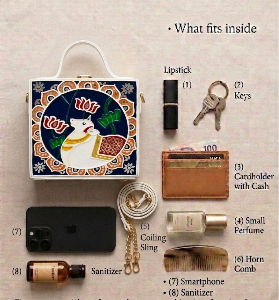 Pichwai Lippan Art Handcrafted Box Bag