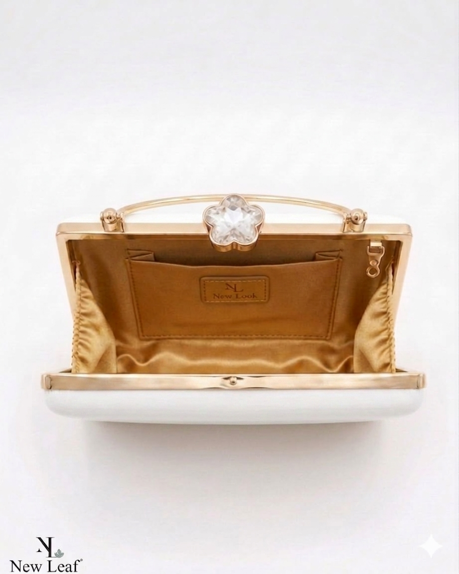 White Trapezium Clutch Sling – Plain Handcrafted Bag