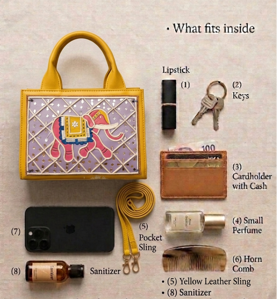 Pastel Elephant Lippan Art Handcrafted Handbag / Sling