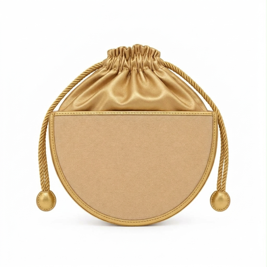 New Leaf Golden Semi-Circle Potli Sling – Plain Handcrafted Bag