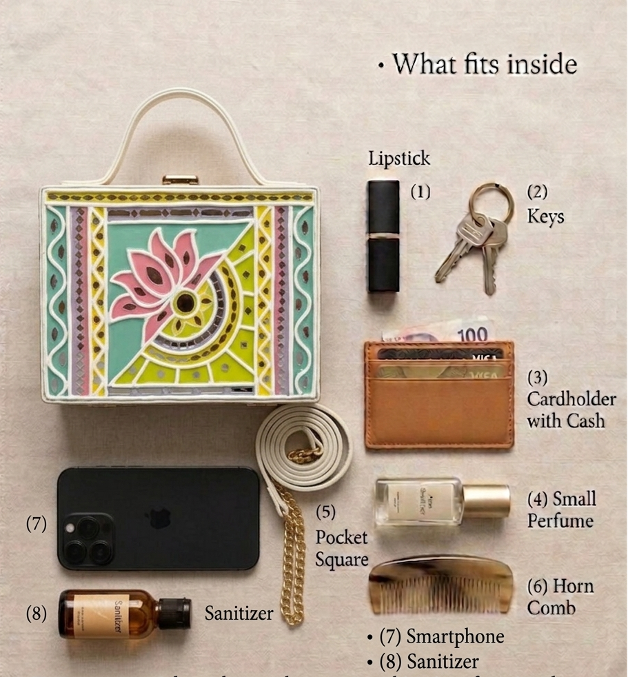 Pastel Lotus Rectangle Lippan Art Box Bag