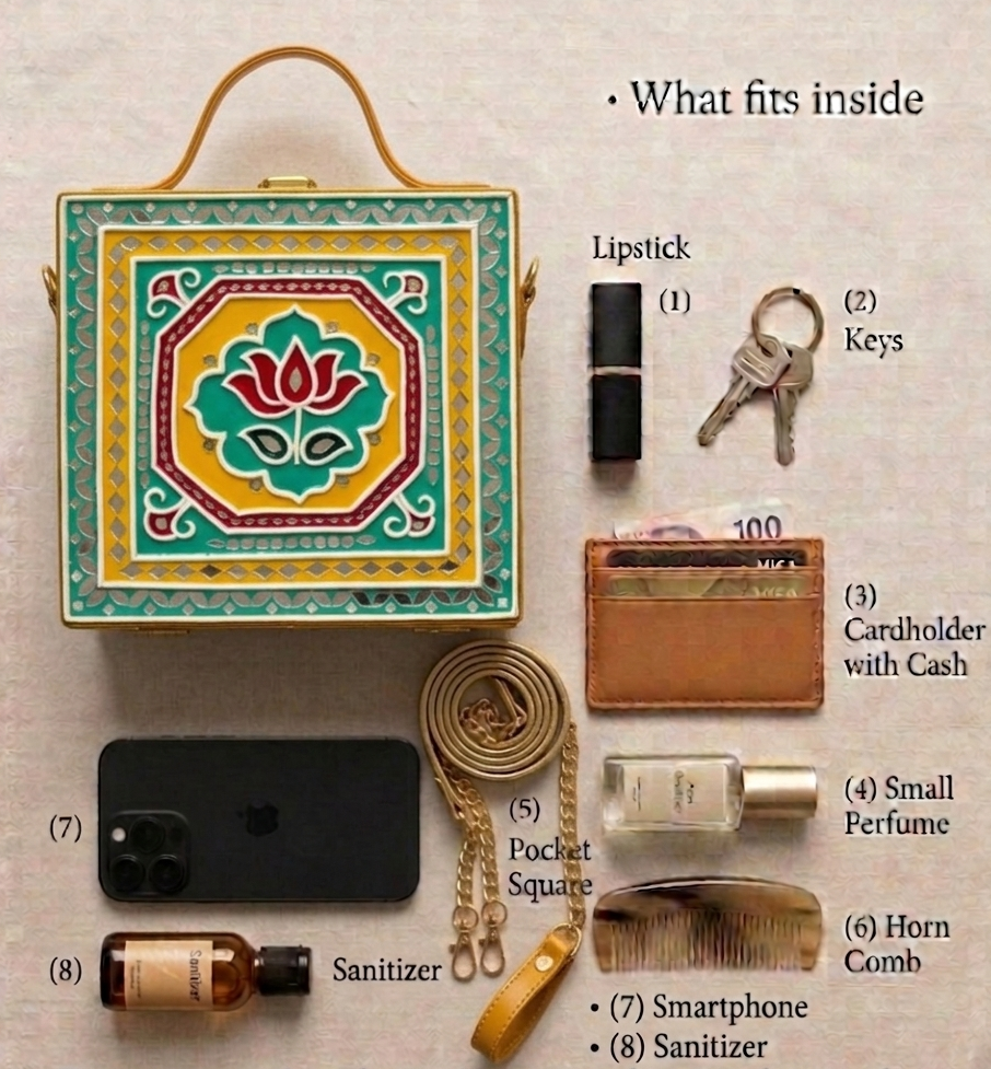Lotus Lippan Art Handcrafted Box Bag