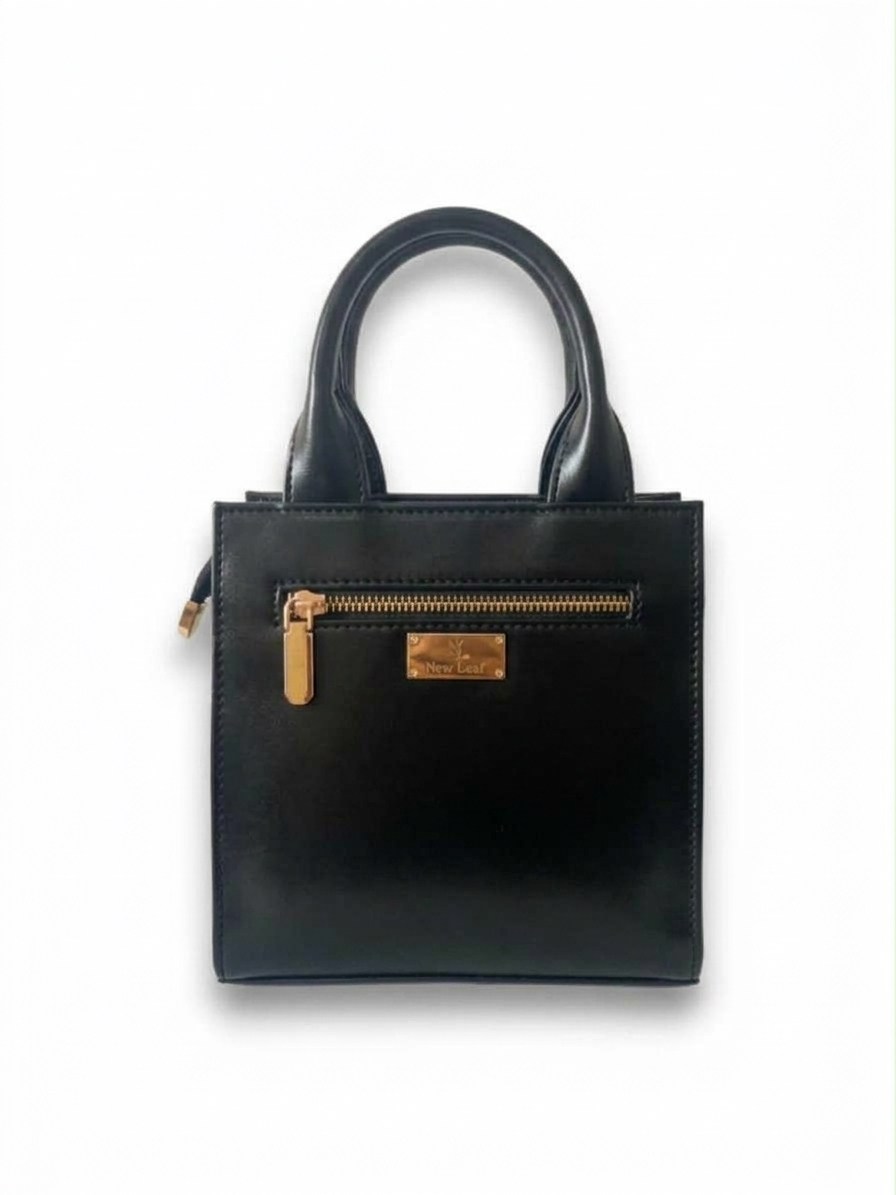 New Leaf Black Handbag / Sling – Plain Handcrafted Bag