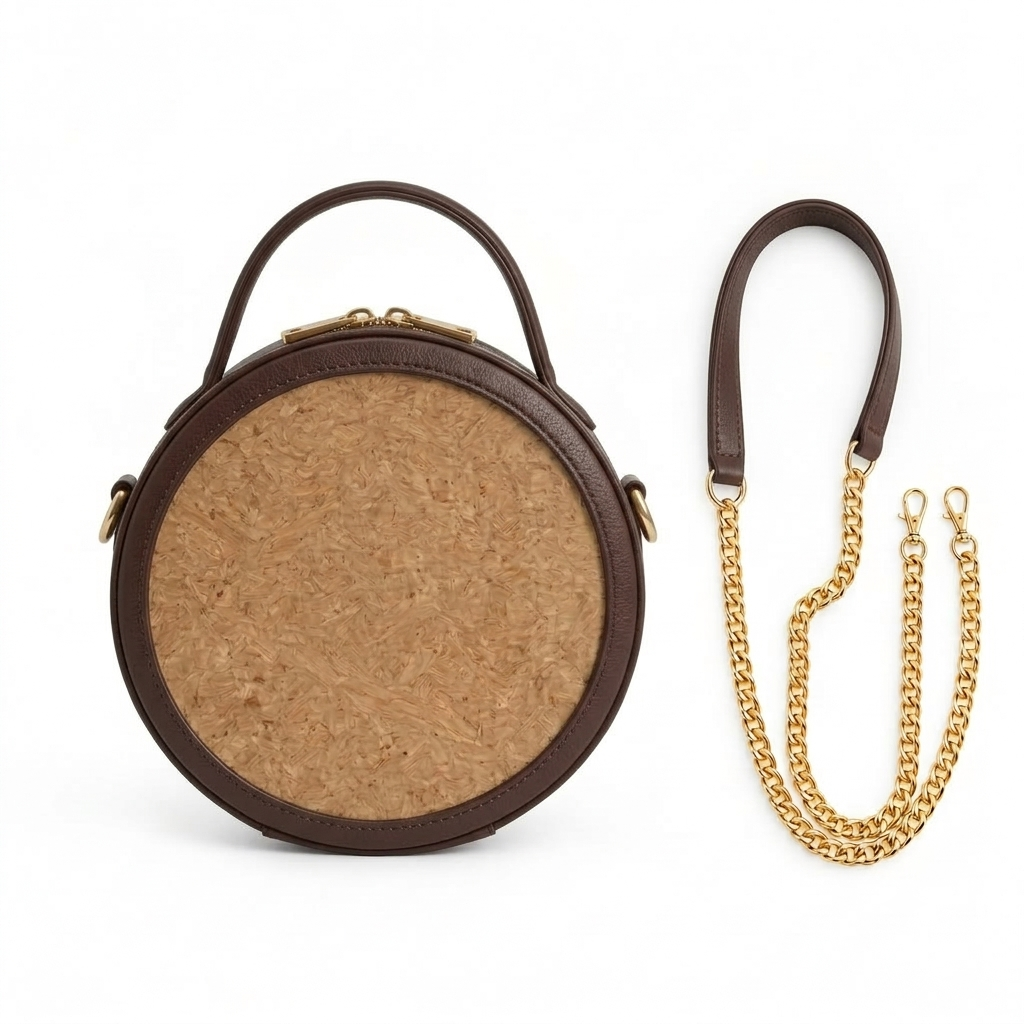 New Leaf Brown Circle Handbag / Sling – Plain Handcrafted Bag