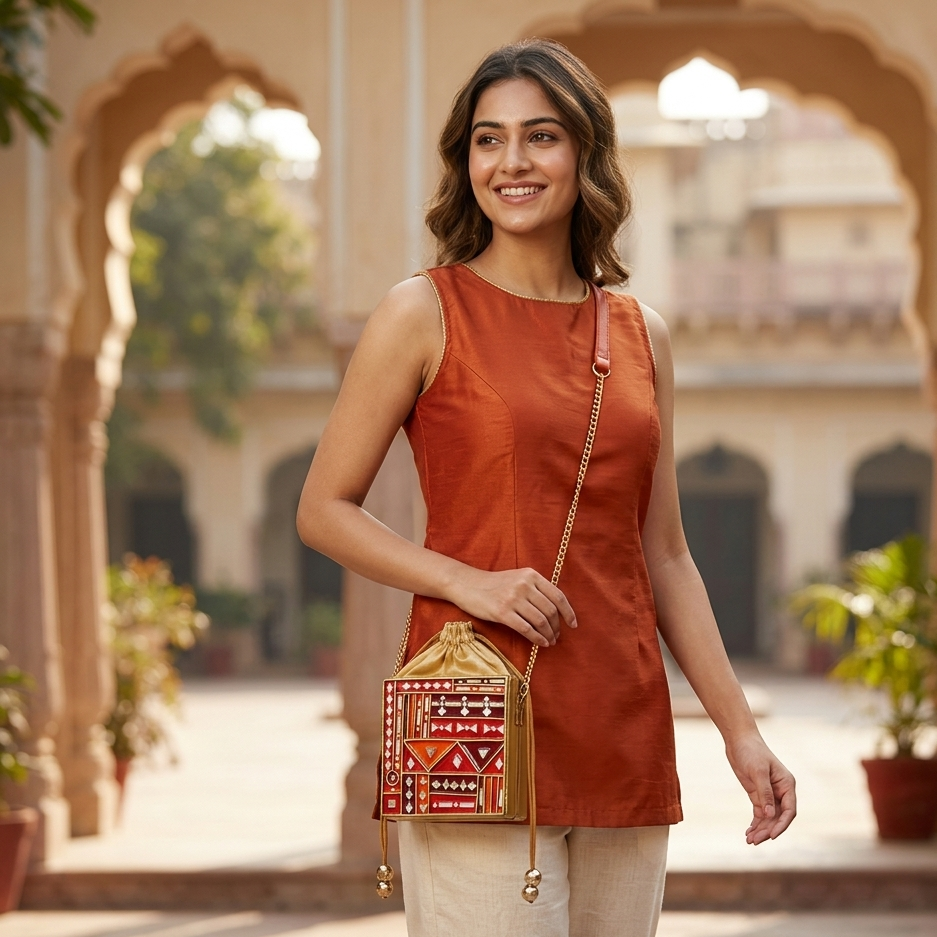 Bridal Lippan Art Medium Potli Sling