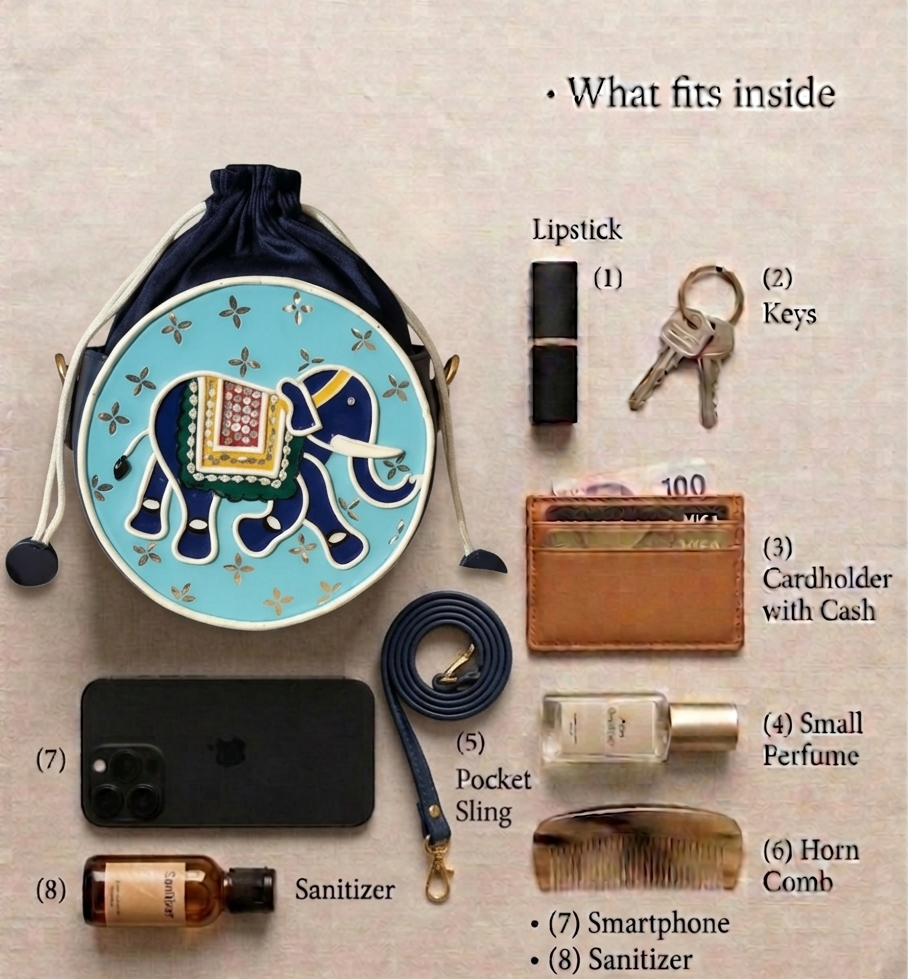 Elephant Medium Lippan Art Potli Sling