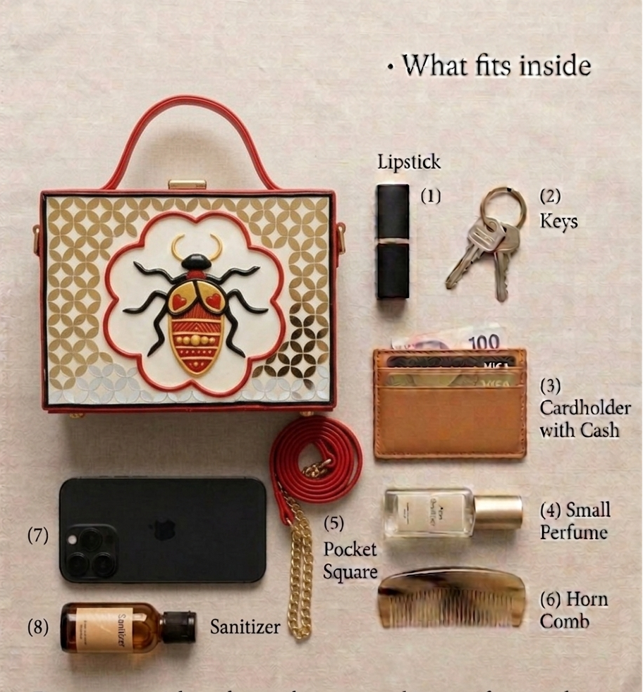 Lady Bird Rectangle Lippan Art Box Bag