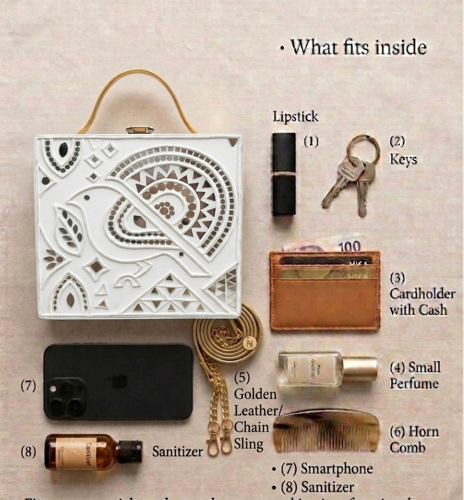 Classic White  Lippan Art Handcrafted Box Bag