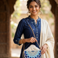 Blue Horizon Semi Circle Lippan Art Potli Sling