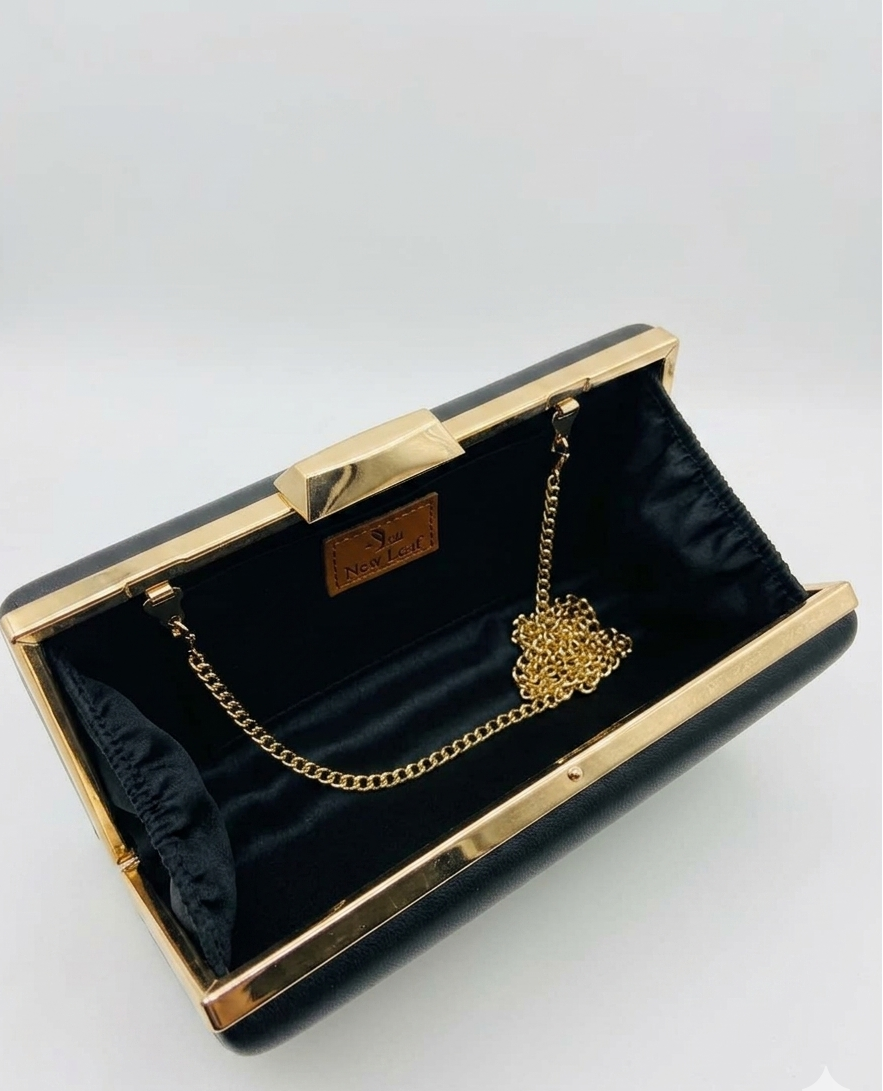 Black Rectangle Clutch Sling – Plain Handcrafted Bag