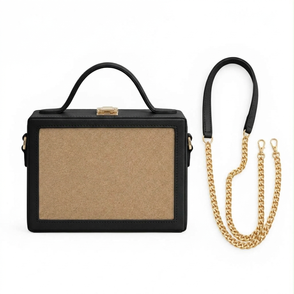 New Leaf Black Rectangle Box Sling – Plain Handcrafted Bag
