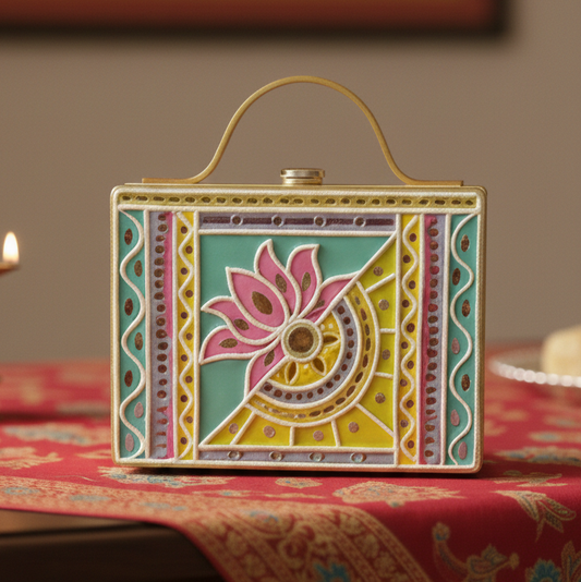 Pastel Lotus Rectangle Lippan Art Box Bag