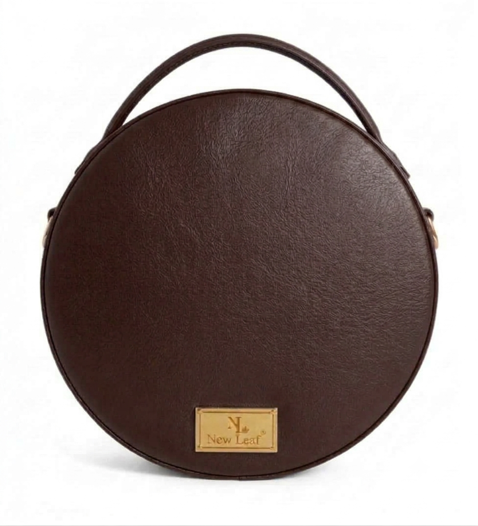 New Leaf Brown Circle Handbag / Sling – Plain Handcrafted Bag