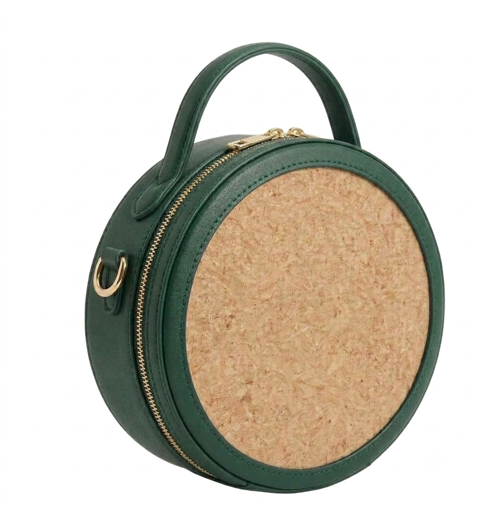 New Leaf Dark Green Circle Handbag / Sling – Plain Handcrafted Bag