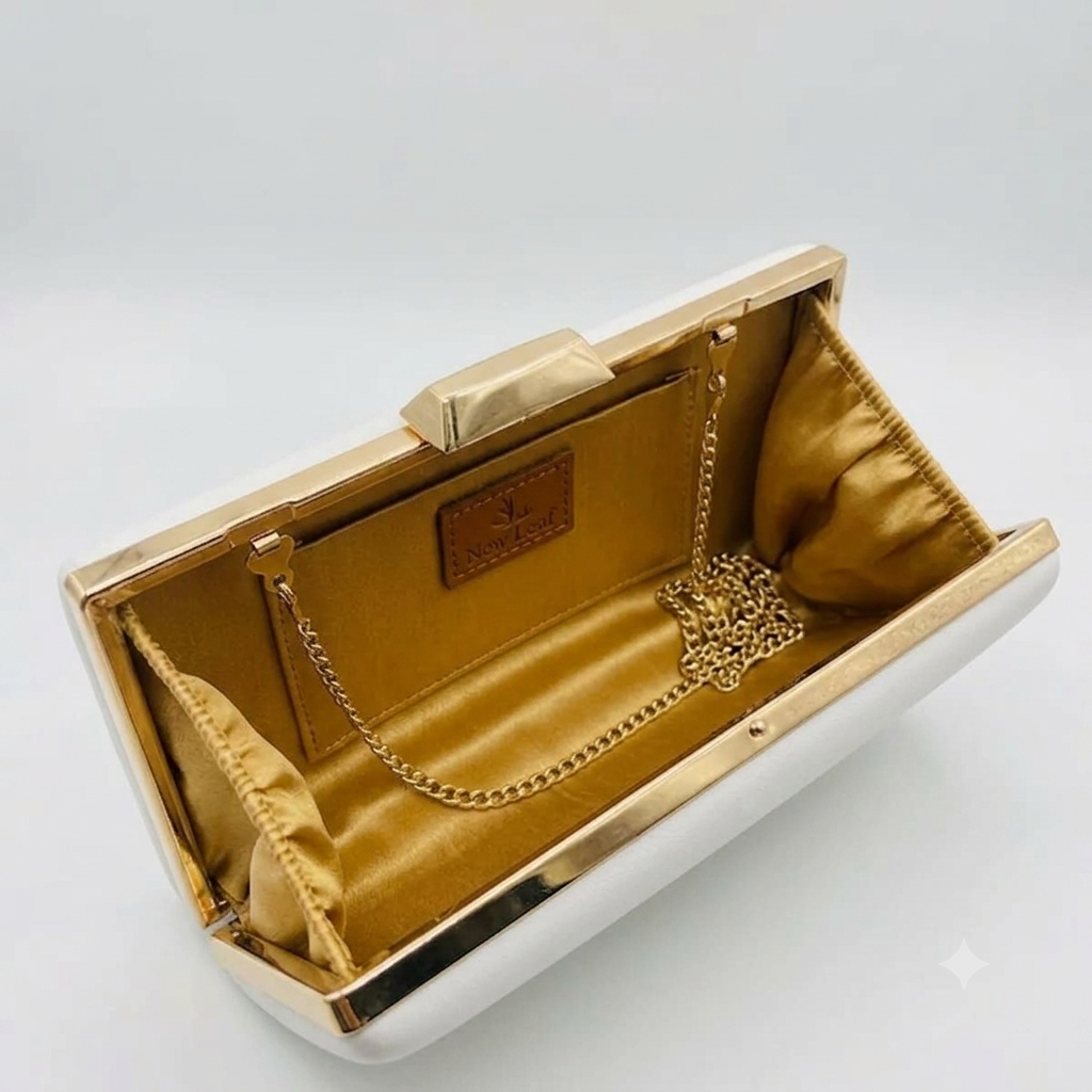 White Rectangle Clutch Sling – Plain Handcrafted Bag