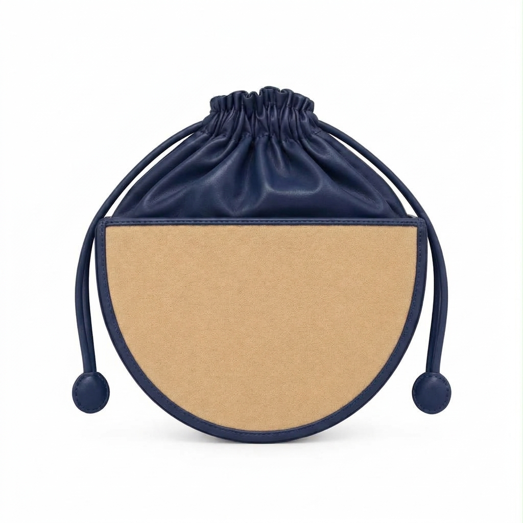 New Leaf Navy Blue Semi-Circle Potli Sling – Plain Handcrafted Bag