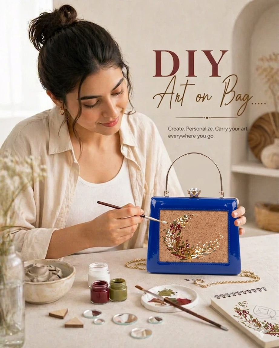 Blue Trapezium Clutch Sling – Plain Handcrafted Bag
