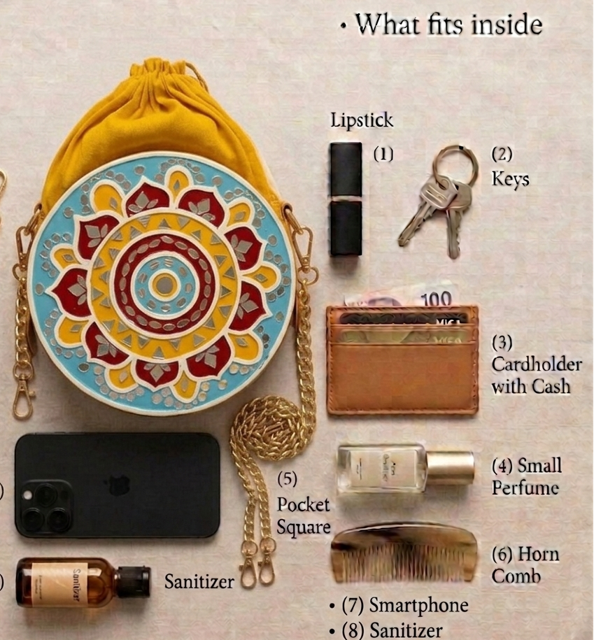 Festive Lippan Art Medium Potli Sling