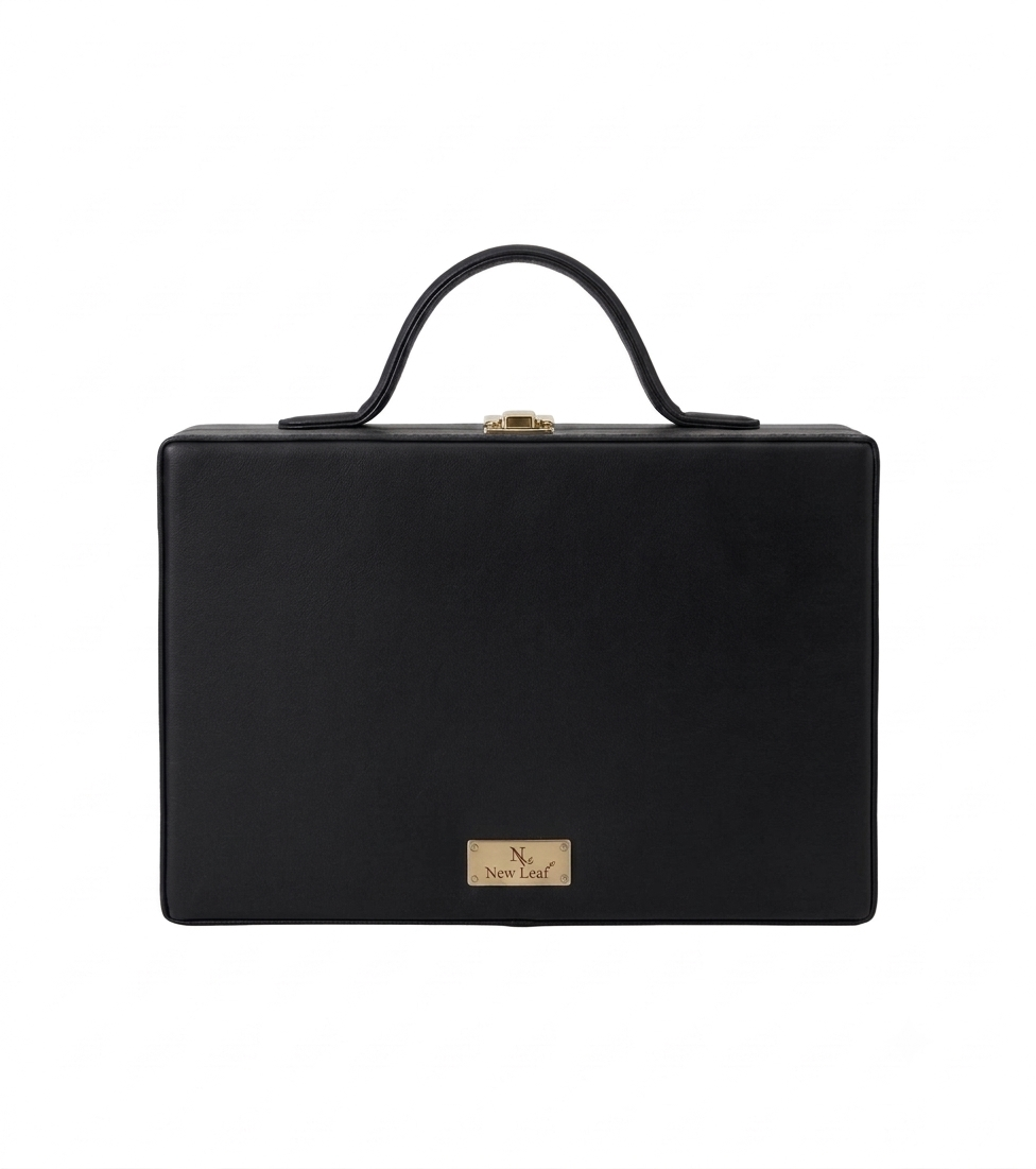 New Leaf Black Rectangle Box Sling – Plain Handcrafted Bag