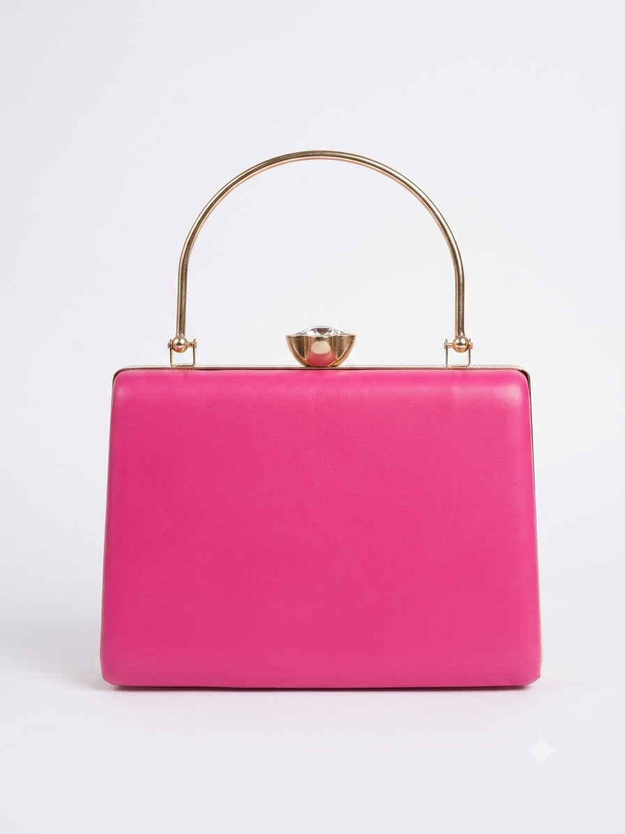 Pink Trapezium Clutch Sling – Plain Handcrafted Bag
