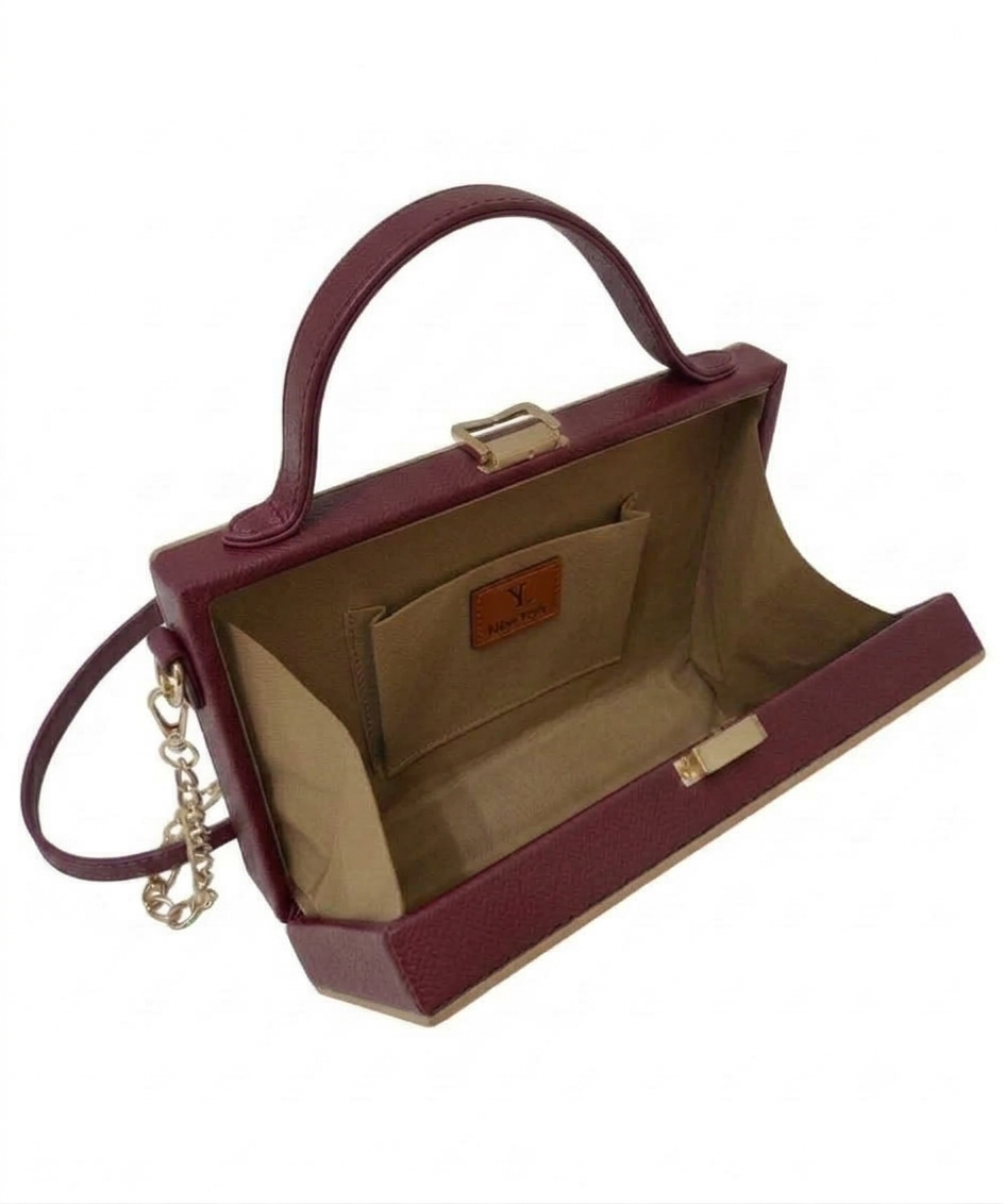 New Leaf Brown Square Box Bag Sling – Plain Handcrafted Bag