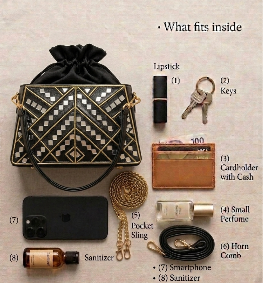 Flamboyant Trapezium Potli with Sling